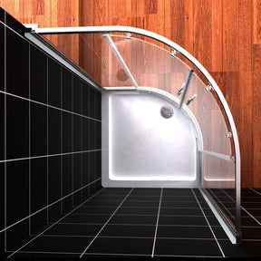 Curved Silver Framed Sliding Shower Screen Enclosure - Top View