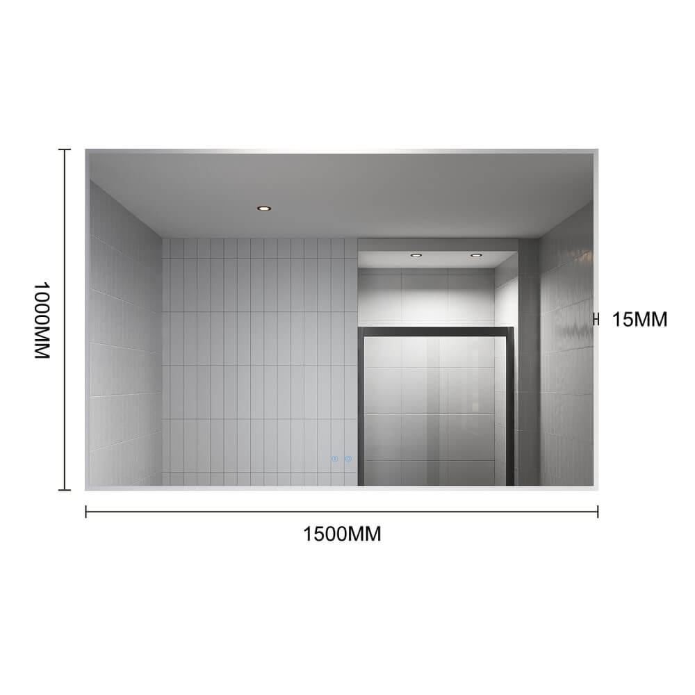 1500x1000mm Large Illuminated Led Bathroom Mirror Smart Touch Vanity Mirrors - Elegantshowers