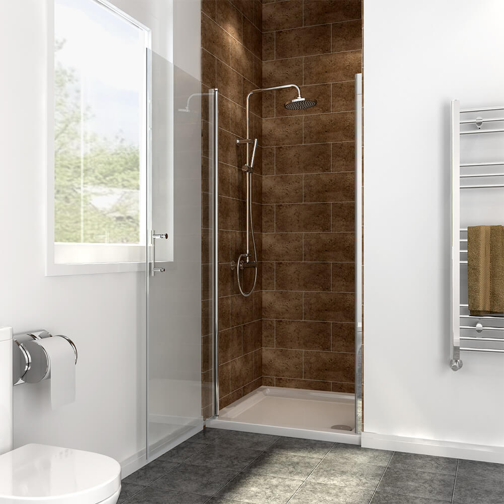 frameless pivot shower door open