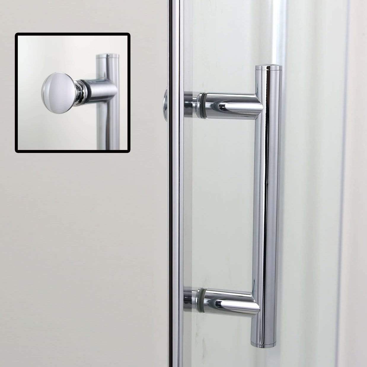 ELEGANT SHOWERS Frameless Pivot Shower Door 180 Swing Handle- Elegantshowers