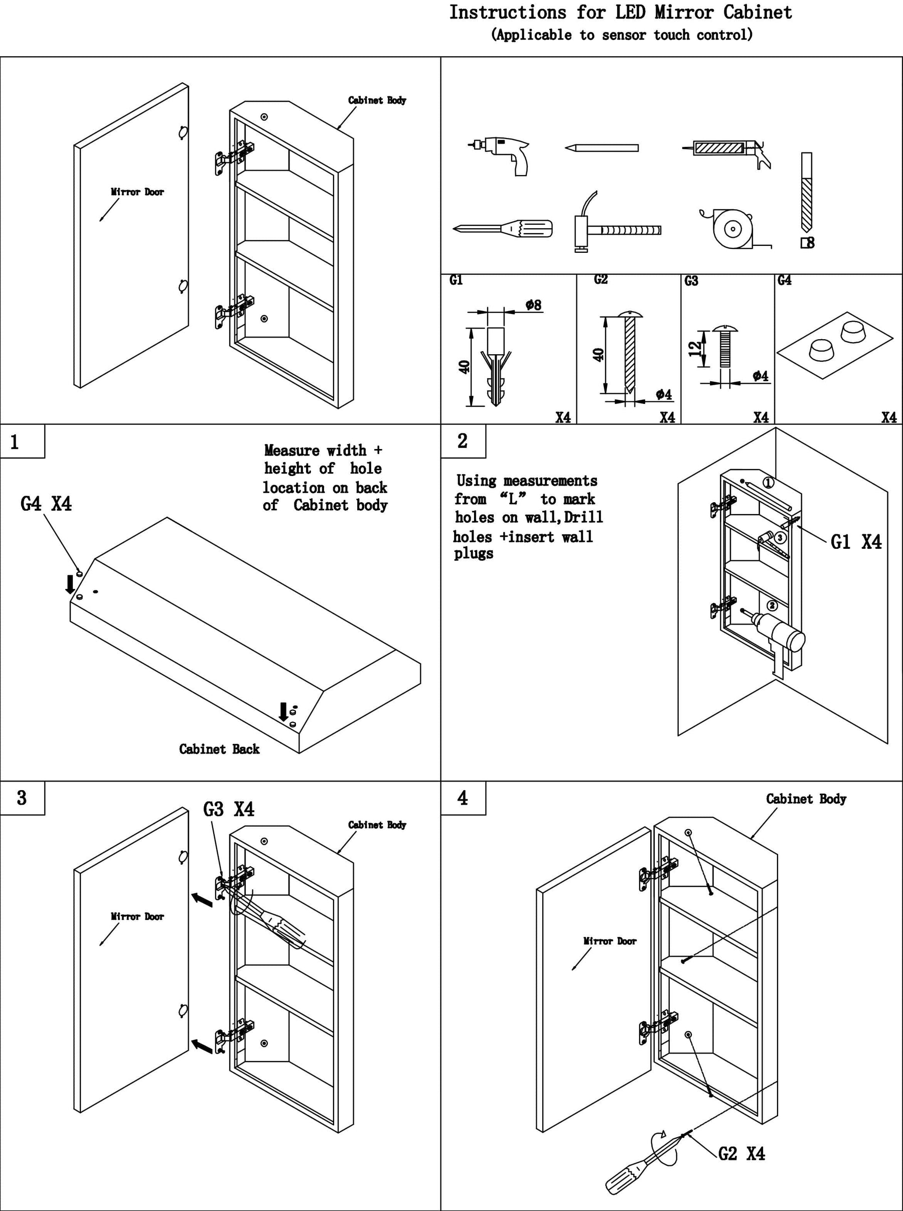 Bathroom Mirror Cabinet Vanity Shaving Storage Cupboard Wall Hung 350x670mm - Elegantshowers