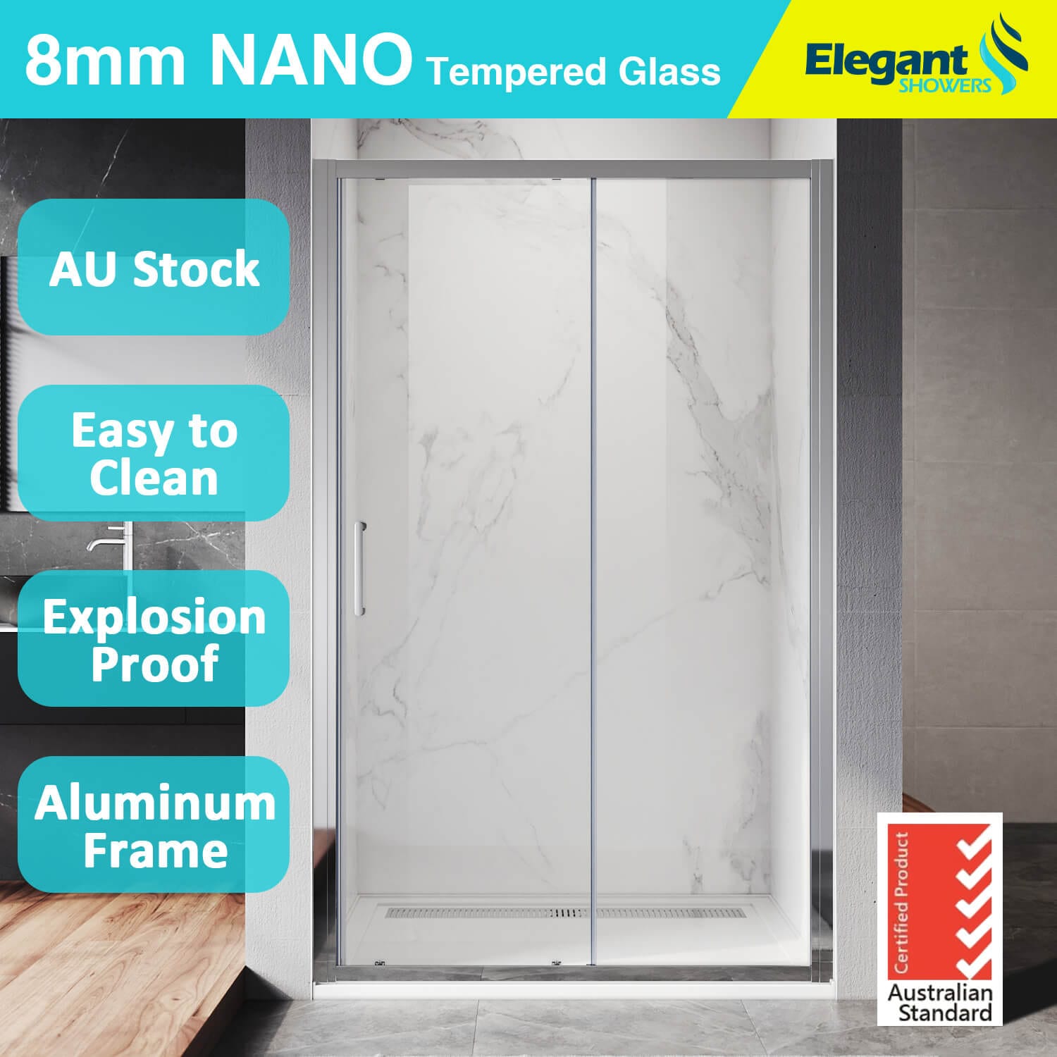 ELEGANT SHOWERS Sliver Frame Sliding Shower Door - Elegantshowers