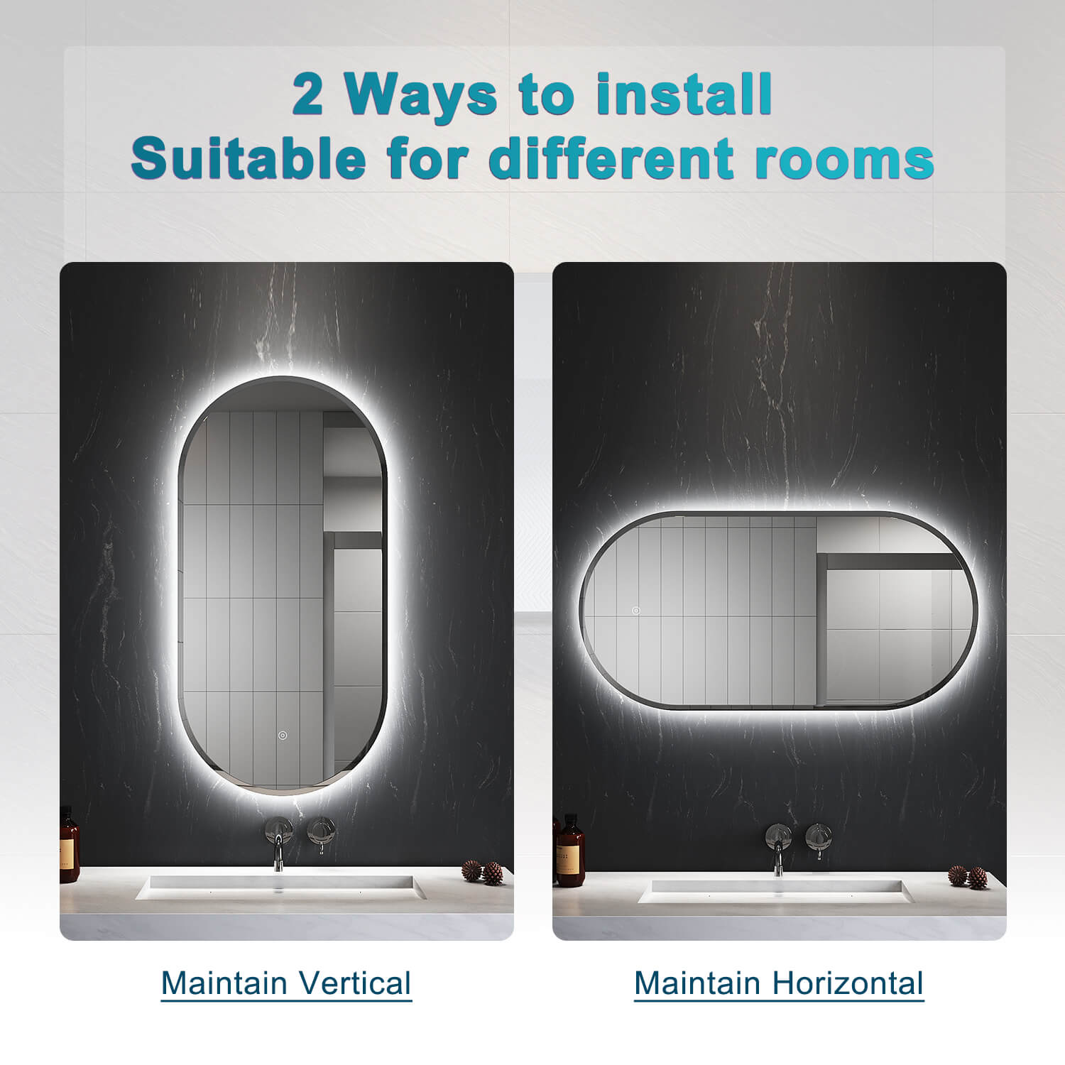 ELEGANT SHOWERS Anti-Fog Oval LED Illuminated Bathroom Mirror