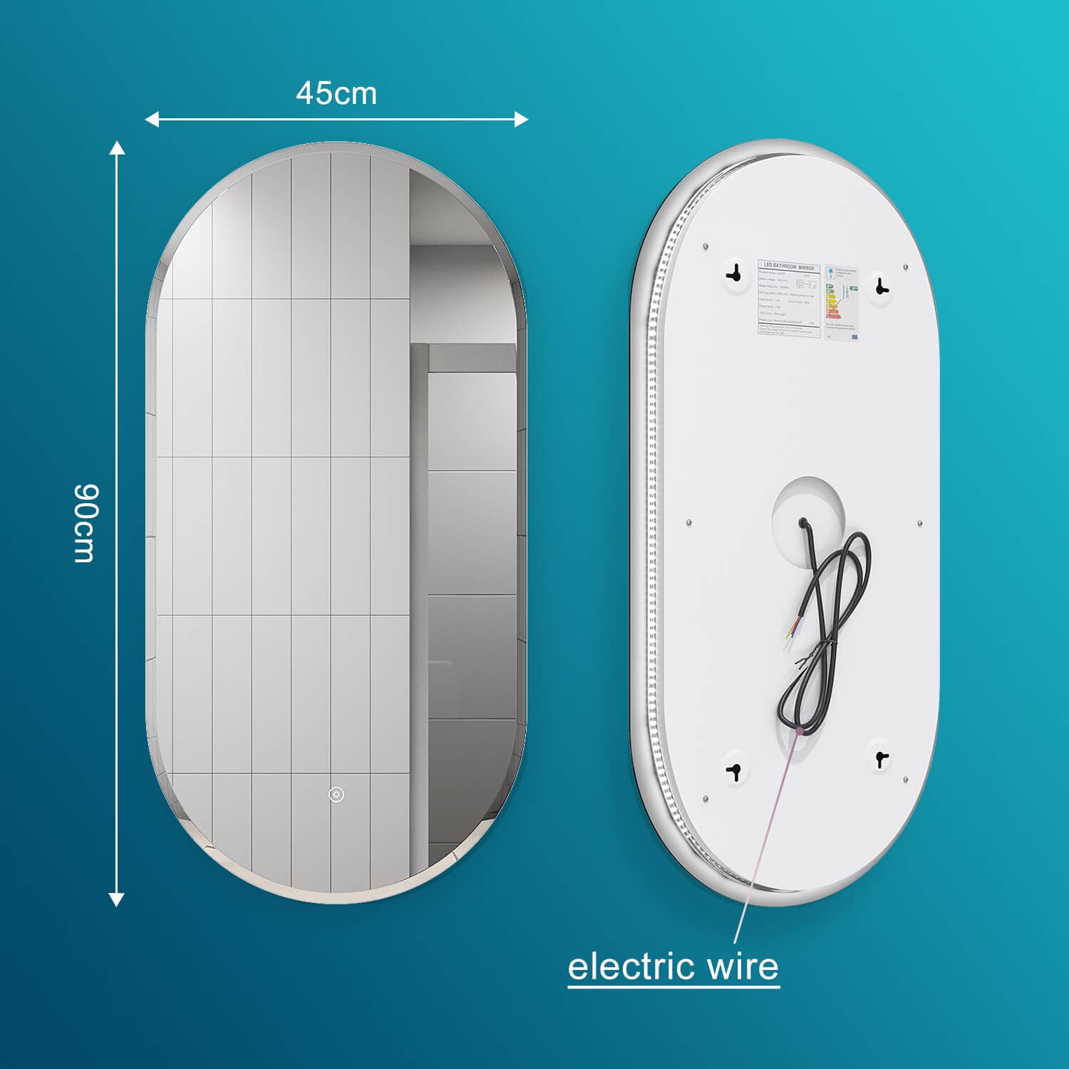 ELEGANT SHOWERS Anti-Fog Oval LED Illuminated Bathroom Mirror