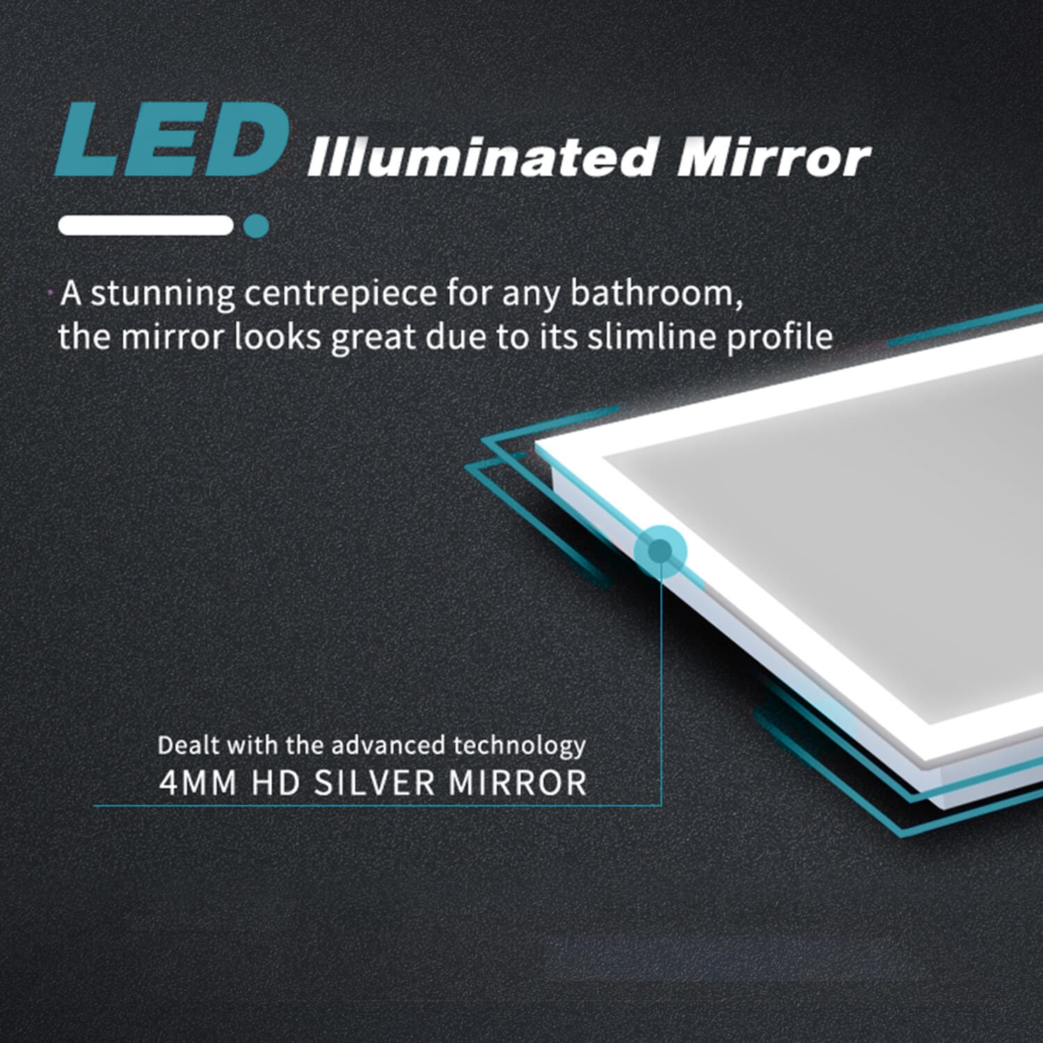 ELEGANT SHOWERS Anti-fog Clock LED Illuminated Bathroom Mirror