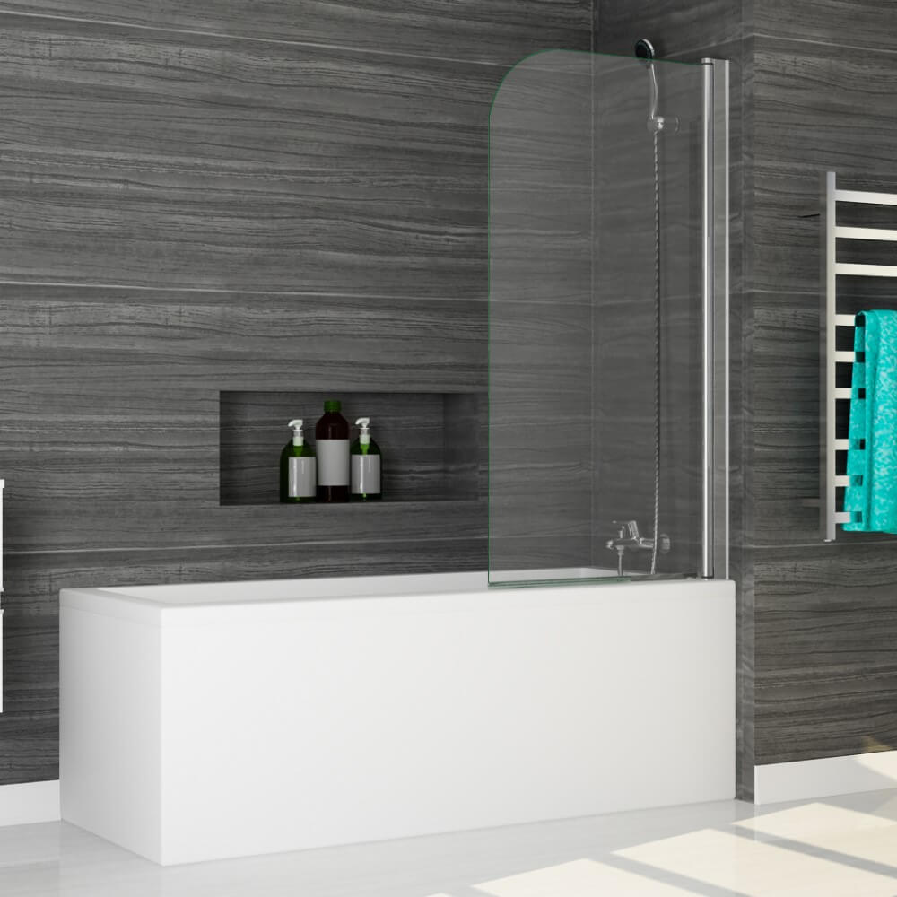 Frameless Over Bath Shower Screen Swing Panel 100% Failsafe 800x1450mm - Elegantshowers