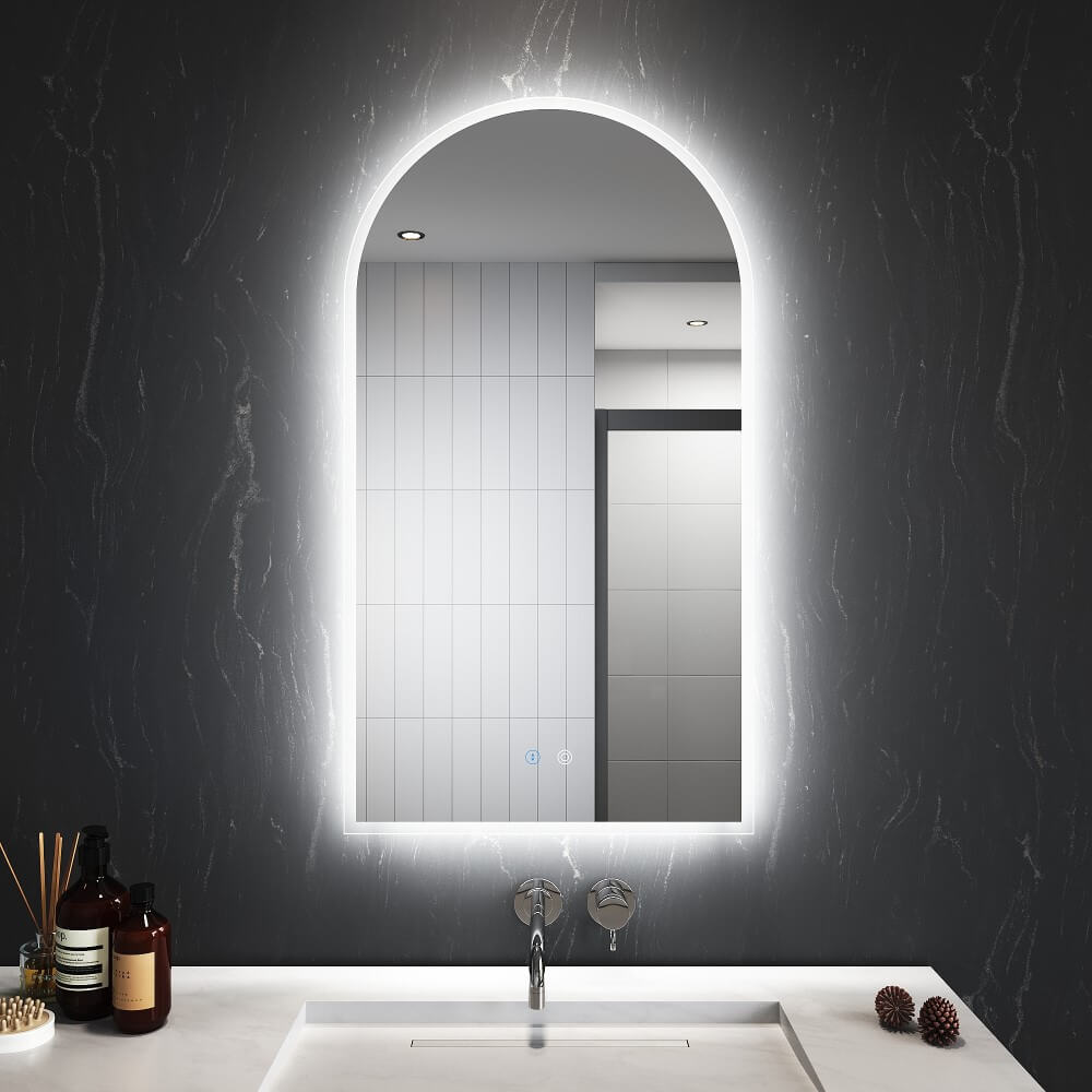 LED Mirror Bathroom Arch Vanity Mirror Light Dimmable Anti-Fog Wall Mounted - Elegantshowers