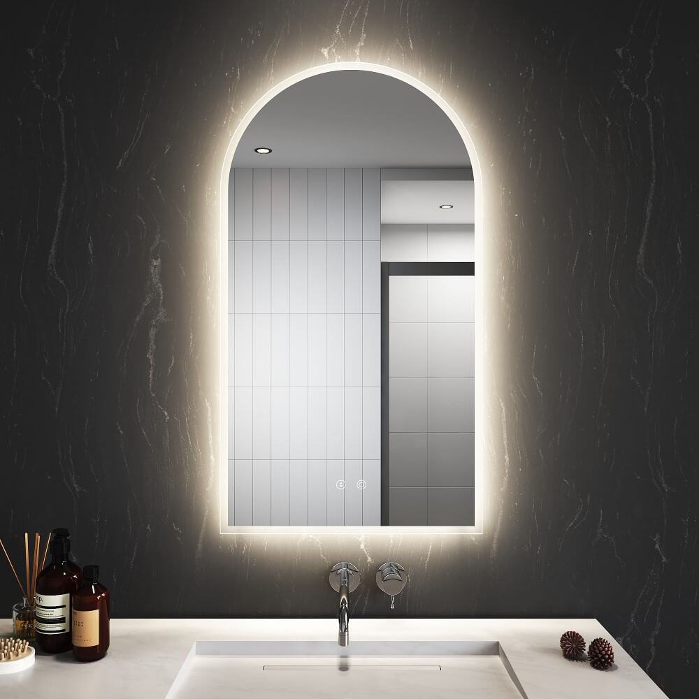 LED Mirror Bathroom Arch Vanity Mirror Light Dimmable Anti-Fog Wall Mounted - Elegantshowers