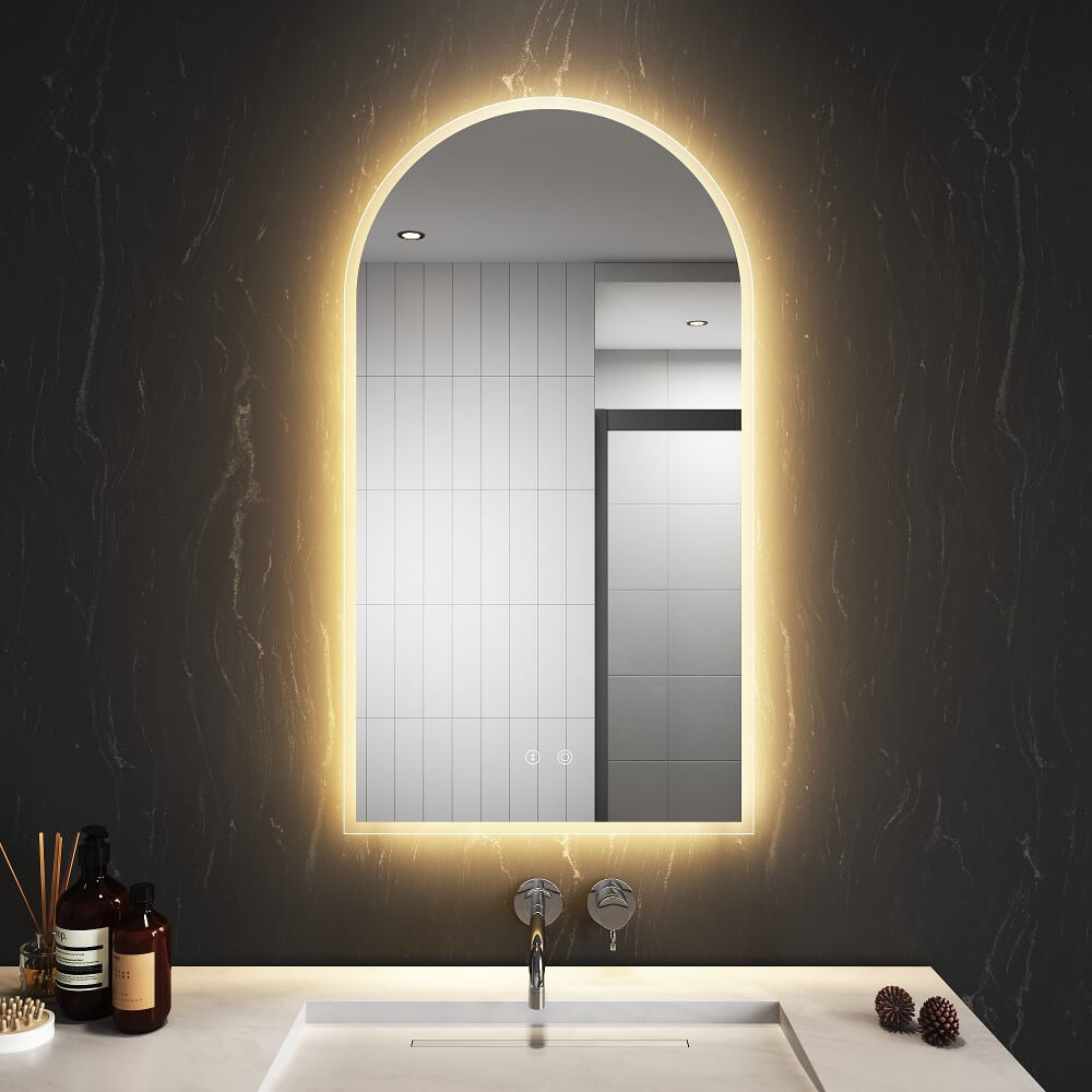 LED Mirror Bathroom Arch Vanity Mirror Light Dimmable Anti-Fog Wall Mounted - Elegantshowers