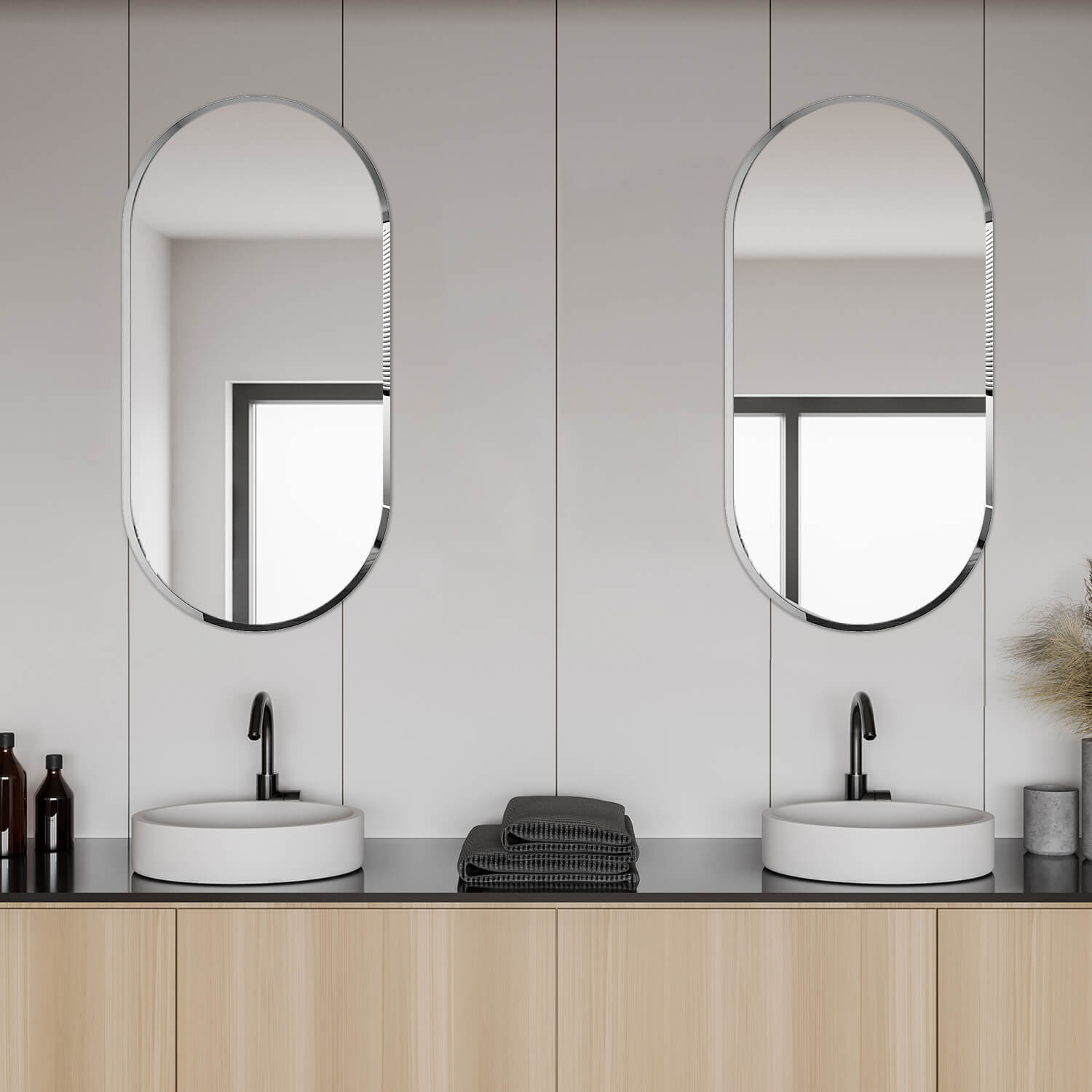 ELEGANT SHOWERS Anti-Fog Oval LED Illuminated Bathroom Mirror