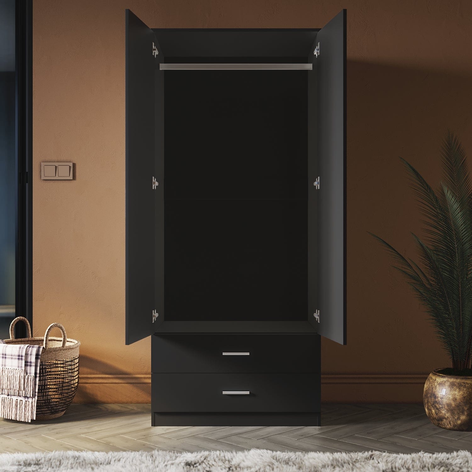 ELEGANT 2 Door 2 Drawers Wardrobe 180cm Multi-purpose Cabinet - Elegantshowers