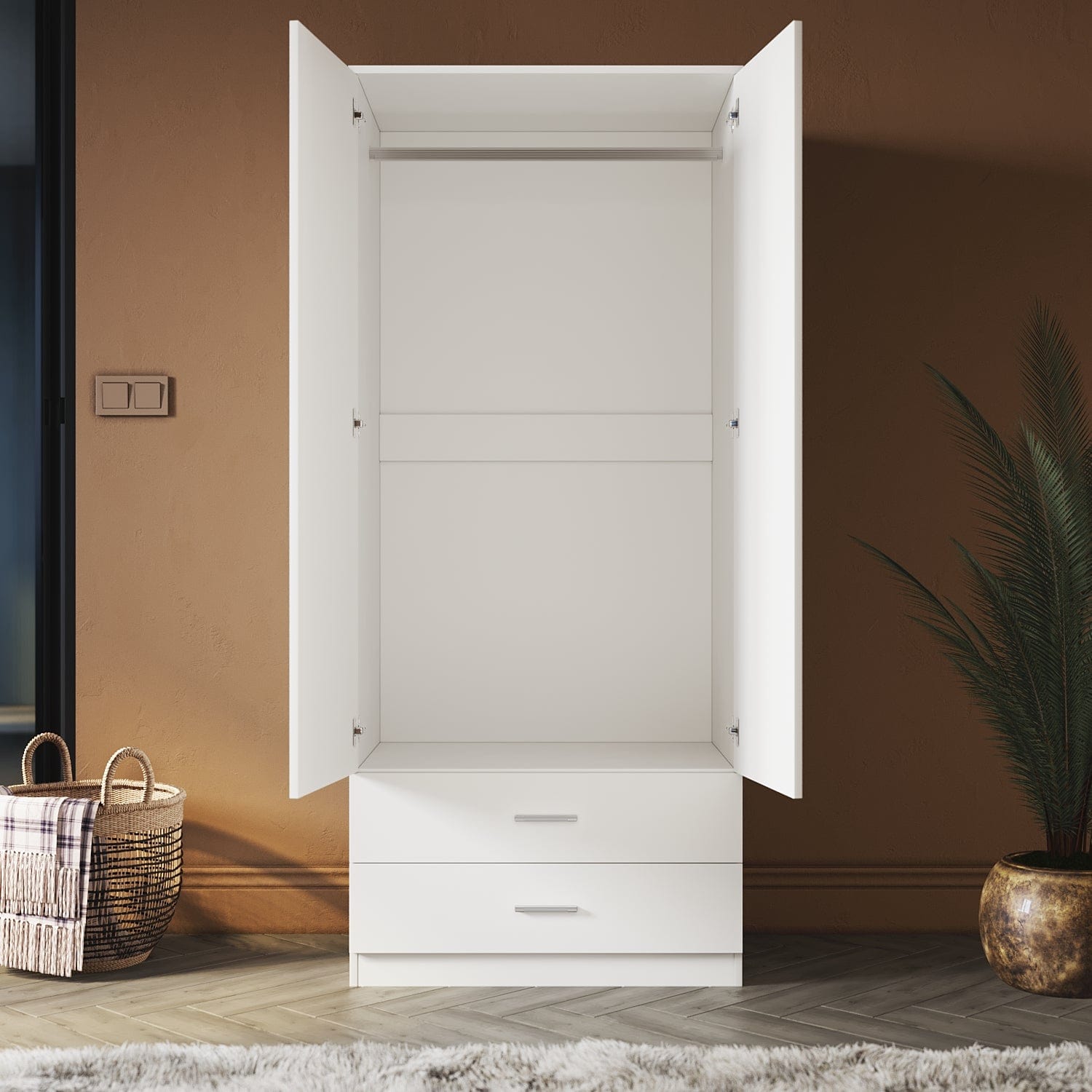 ELEGANT 2 Door 2 Drawers Wardrobe 180cm Multi-purpose Cabinet - Elegantshowers