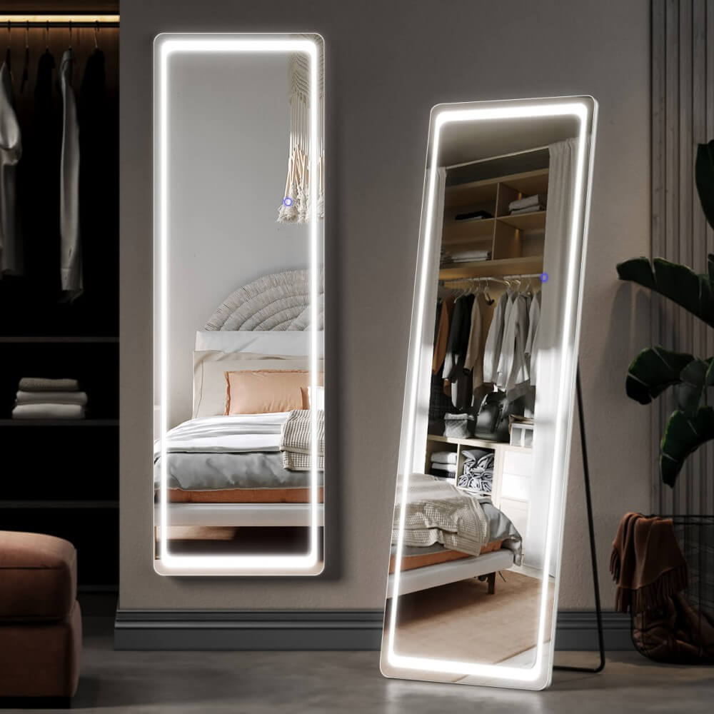 Elegant Dressing Mirror Standing Floor/Wall Mounted Hanging Round Corner 160x50cm - Elegantshowers