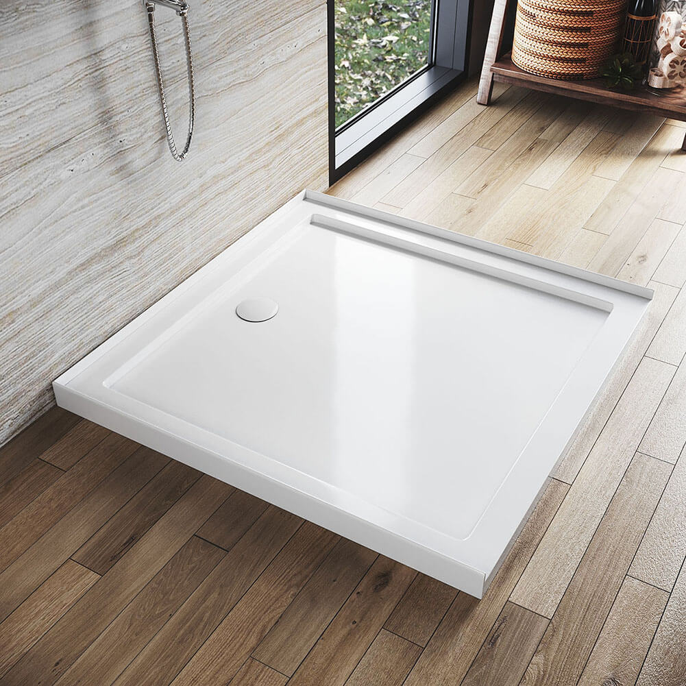 Rectangular Durable Solid Acrylic Fiberglass Shower Base White - Elegantshowers