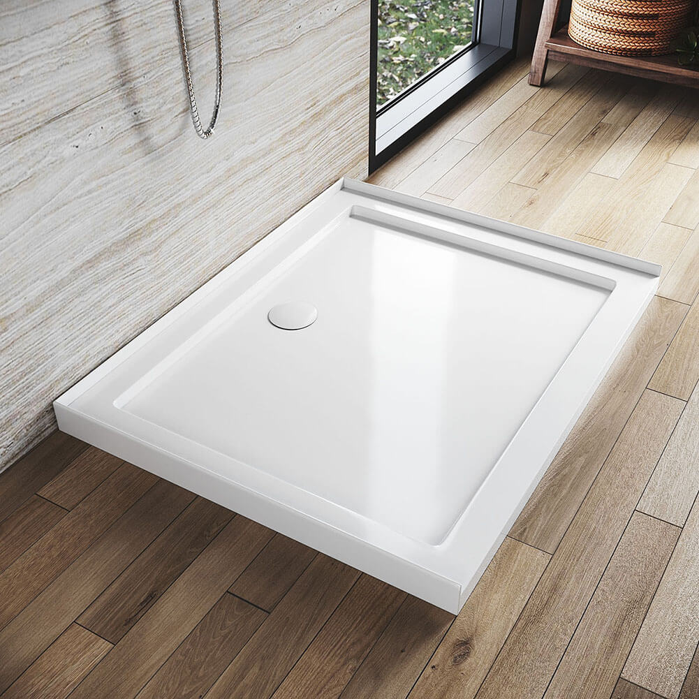 Rectangular Durable Solid Acrylic Fiberglass Shower Base White - Elegantshowers