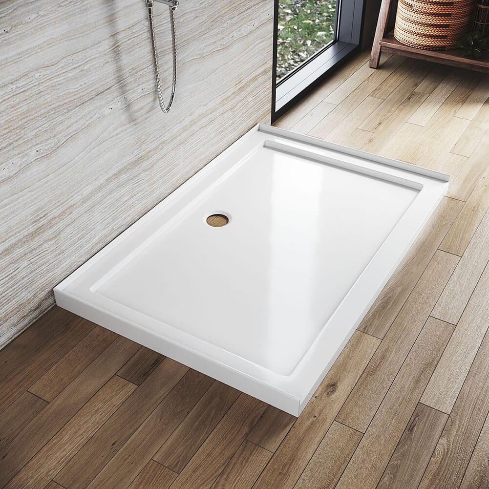 Rectangular Durable Solid Acrylic Fiberglass Shower Base White - Elegantshowers