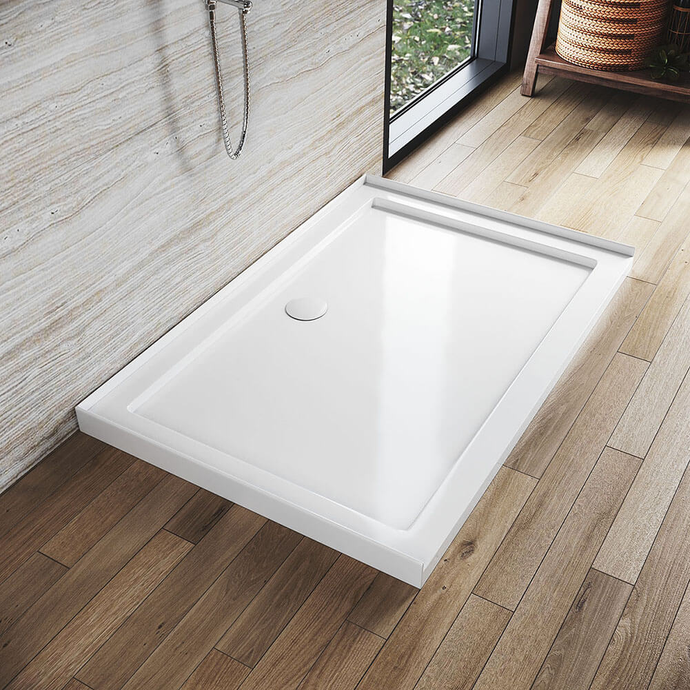 Rectangular Durable Solid Acrylic Fiberglass Shower Base White - Elegantshowers