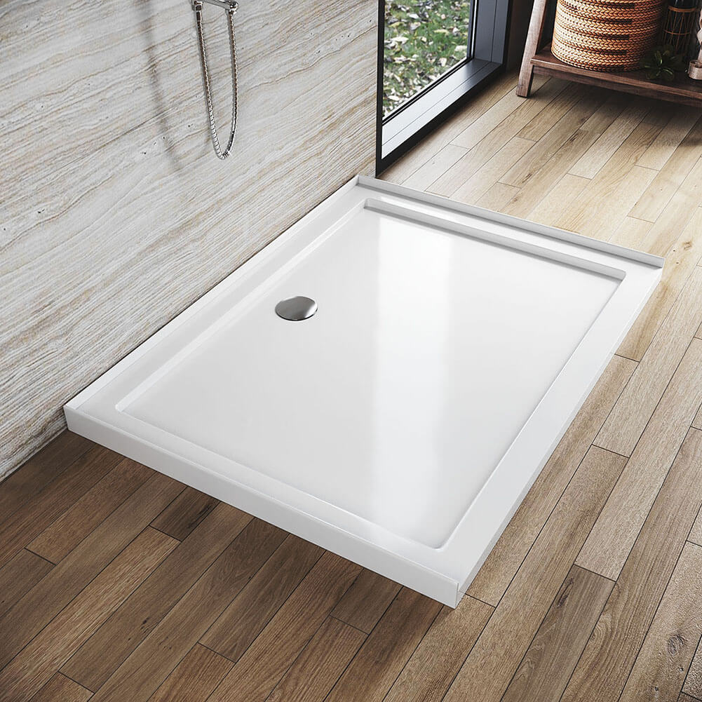 Rectangular Durable Solid Acrylic Fiberglass Shower Base White - Elegantshowers