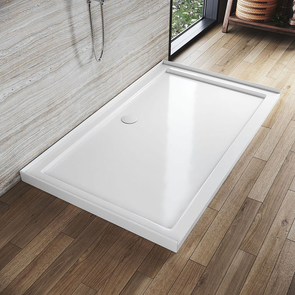 Rectangular Durable Solid Acrylic Fiberglass Shower Base White - Elegantshowers