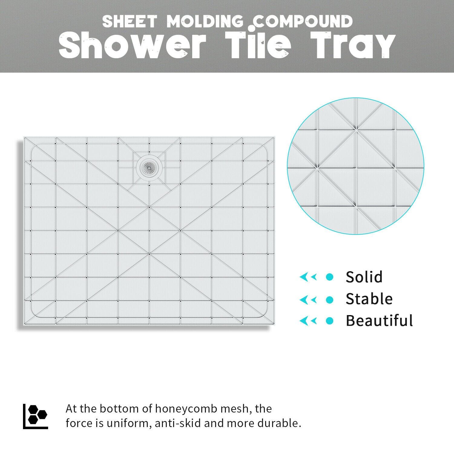 ELEGANT Rectangle Durable SMC Shower Base White with Waste and Drain Plugs - Elegantshowers