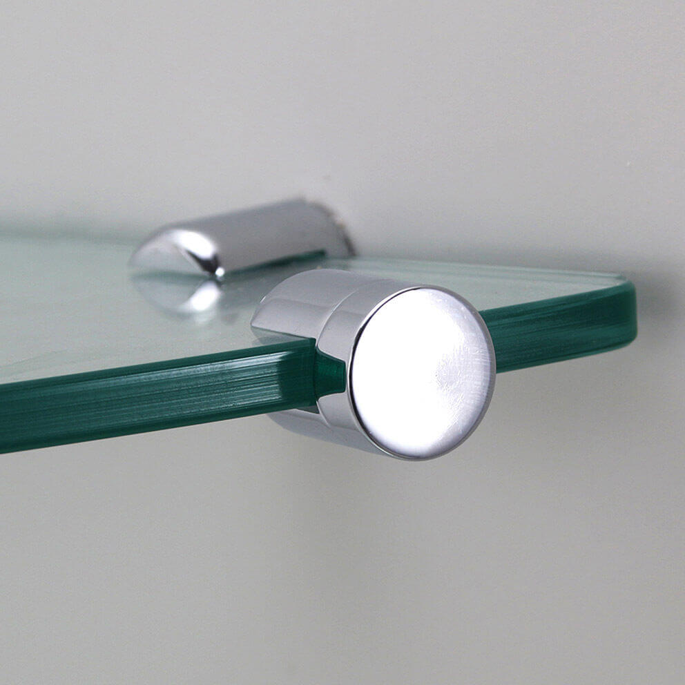 Bathroom Round Corner Glass Shelf 8mm Tempered Toughen Clear Glass - Elegantshowers
