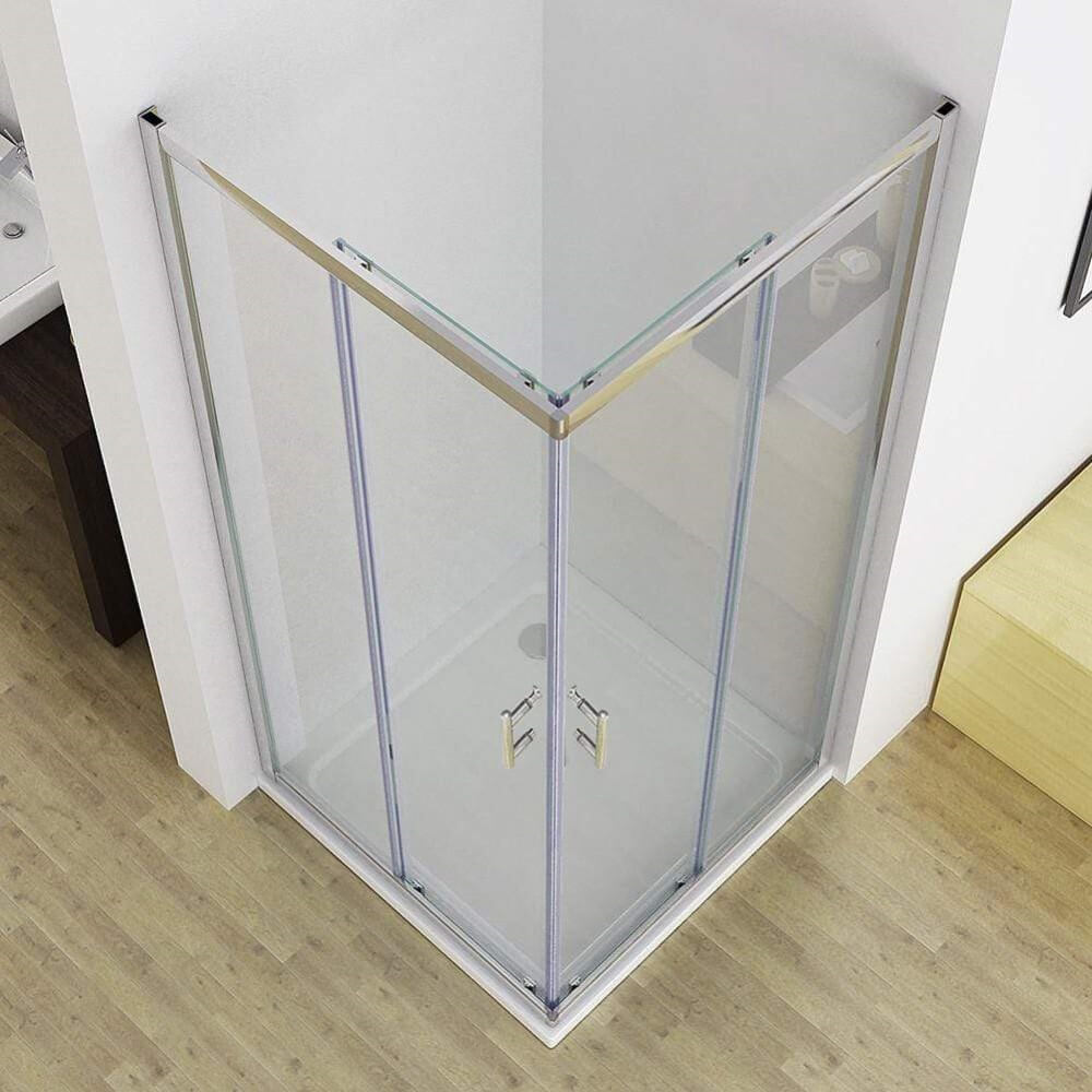 Silver Framed Corner Entry Rectangular Shower Enclosure Top View