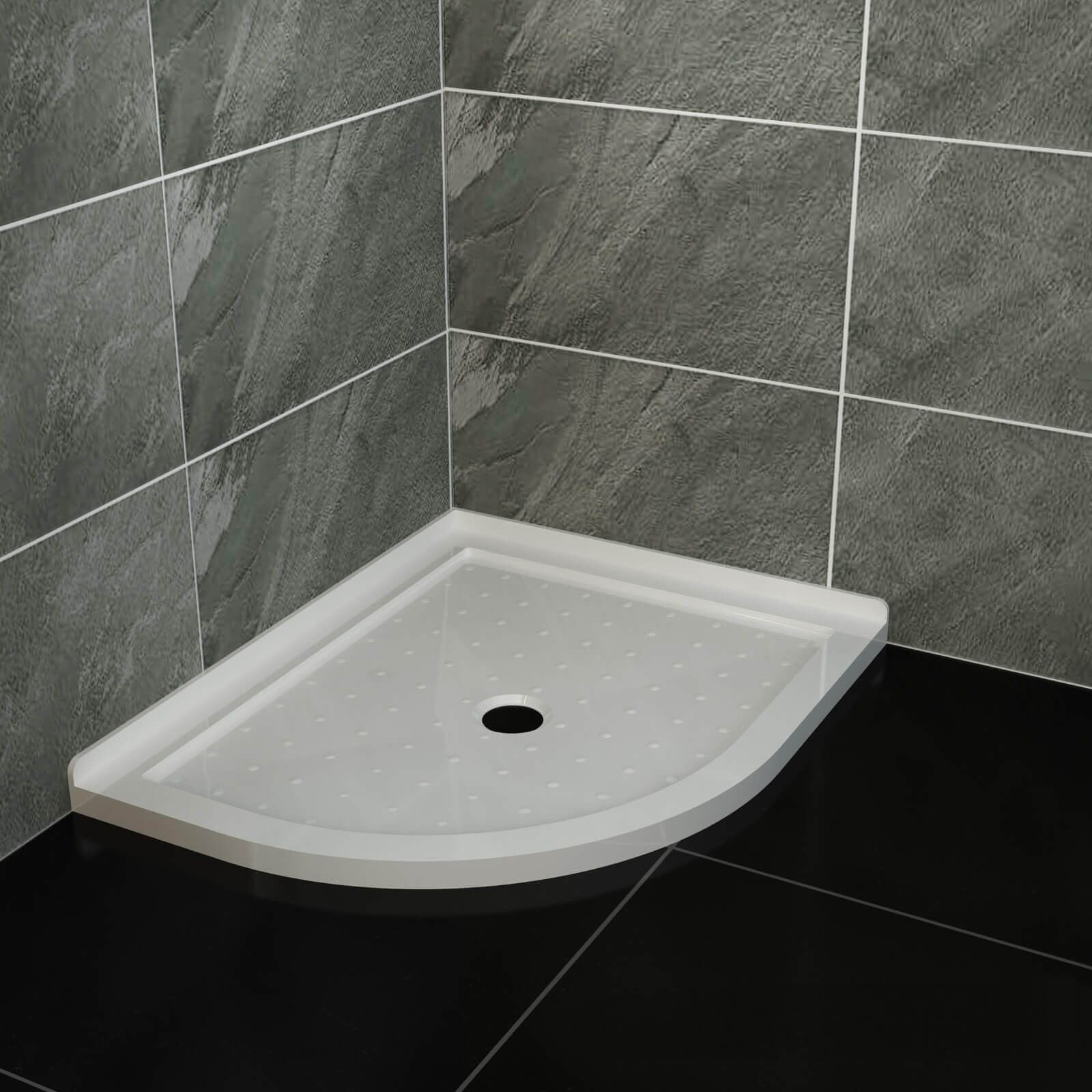 ELEGANT SHOWERS Extra Strong Acrylic Fiberglass Curved Shower Base