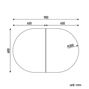 Oval Mirror Cabinet Medicine Shaving Bathroom Wall Hung or In-wall 900x600mm Black - Elegant Showers AU