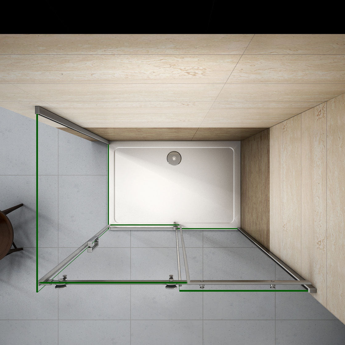 Elegant Showers Frameless Sliding Shower Door Fits Adjustable