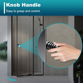 Elegant Showers Semi-frameless Pivot Shower Screen Cubicle Adjustable Black - Elegant Showers AU