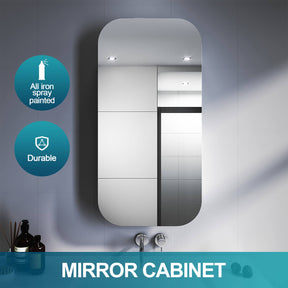 Rectangle Mirror Cabinet Medicine Shaving Bathroom Wall Hung/In-wall 450x900mm Black - Elegant Showers AU