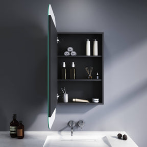 Rectangle Mirror Cabinet Medicine Shaving Bathroom Wall Hung/In-wall 450x900mm Black - Elegant Showers AU