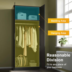 2 Door Wardrobe With Mirror High Gloss Large Storage Cupboard Furniture - Elegant Showers AU