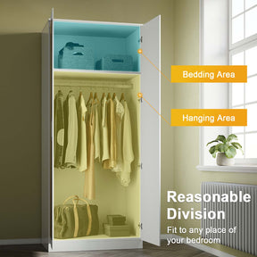 2 Door Wardrobe With Mirror High Gloss Large Storage Cupboard Furniture - Elegant Showers AU