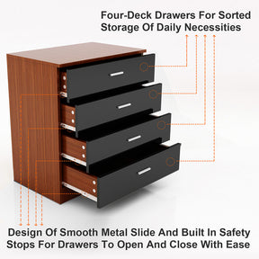 ELEGANT SHOWERS Four Drawer Bedside Table Black&Brown - Elegant Showers AU