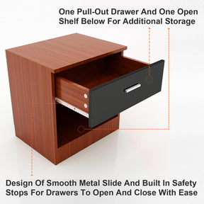 ELEGANT SHOWERS One Drawer Bedside Table Black&Brown - Elegant Showers AU