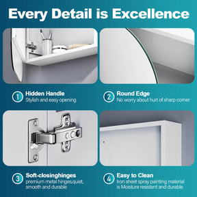 Oval Mirror Cabinet Medicine Shaving Bathroom Wall Hung or In-wall 1200x750mm Black - Elegant Showers AU