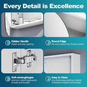 Oval Mirror Cabinet Medicine Shaving Bathroom Wall Hung or In-wall 900x600mm Black - Elegant Showers AU