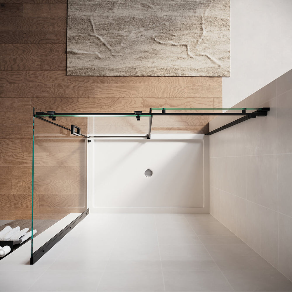 ELEGANT SHOWERS Frameless Sliding Shower Screens Luxury Bathroom Black