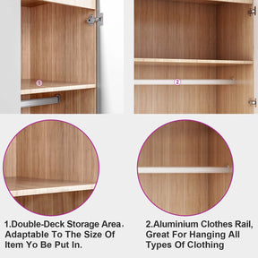 2 Door Wardrobe With Mirror High Gloss Large Storage Cupboard Furniture - Elegant Showers AU
