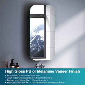 Rectangle Mirror Cabinet Medicine Shaving Bathroom Wall Hung/In-wall 450x900mm Black - Elegant Showers AU