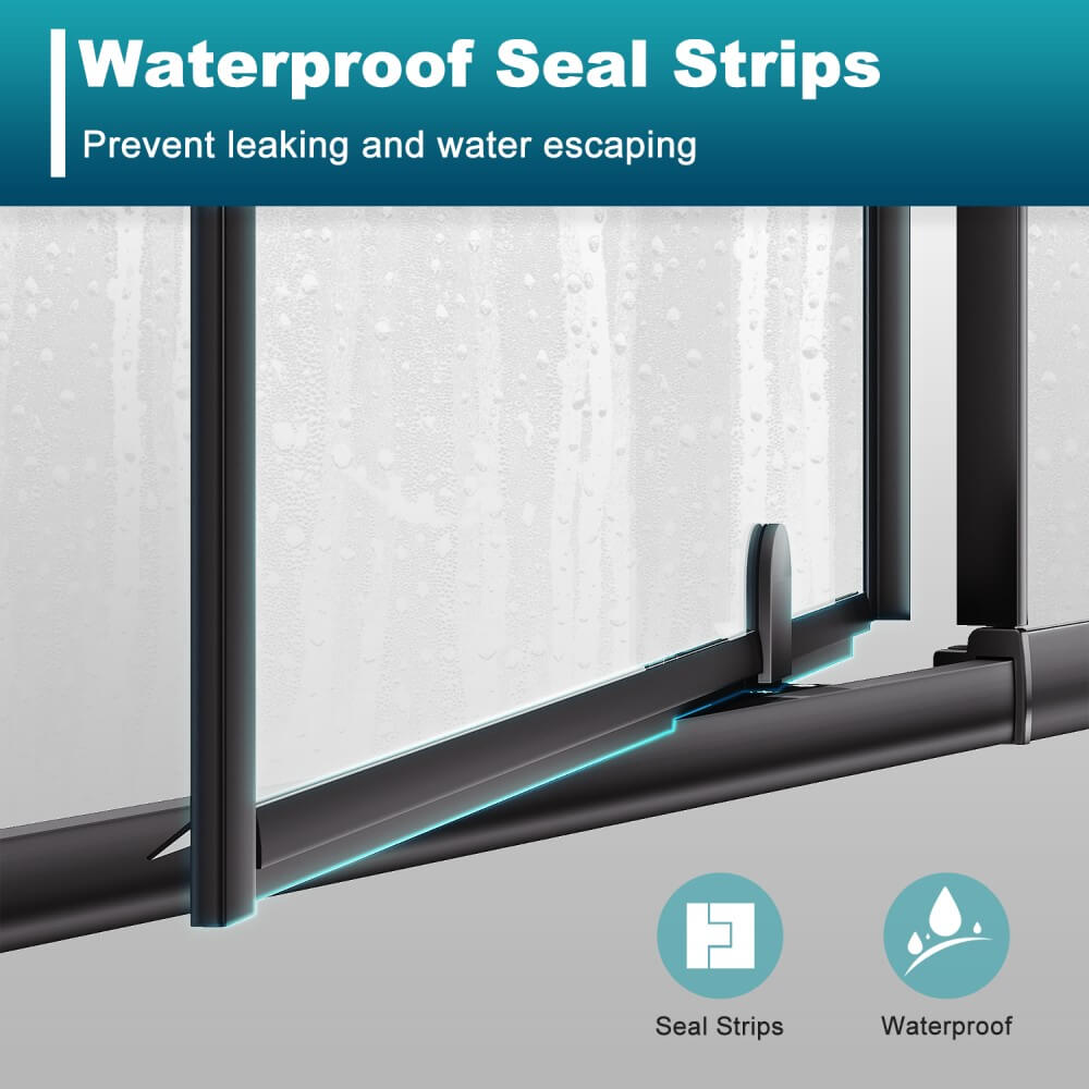 Elegant Showers Semi-frameless Pivot Shower Screen Cubicle Adjustable Black - Elegant Showers AU