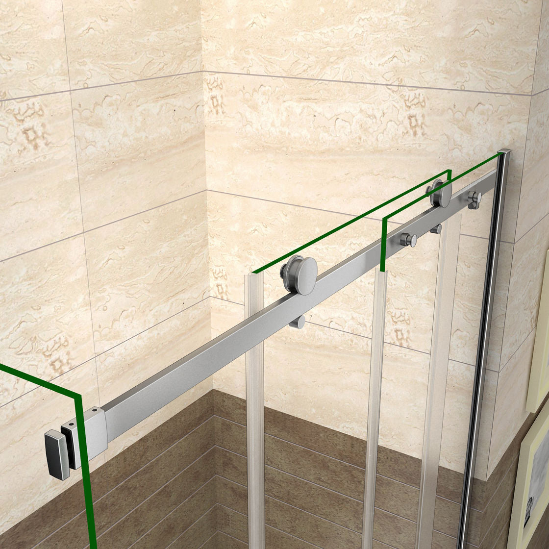 Elegant Showers Frameless Sliding Shower Door Fits Adjustable