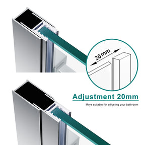 Elegant Showers Frameless Sliding Shower Door Fits Adjustable