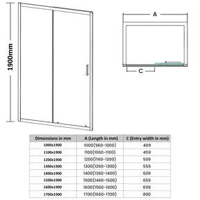 Sliding Shower Door with 5 mm Clear Glass Panel, Reversible Shower Enclosure,  Chrome colour matte frame
