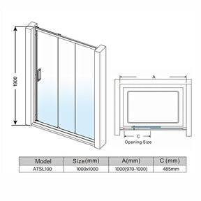 3 Panel Sliding Shower Screen Enclosure Door