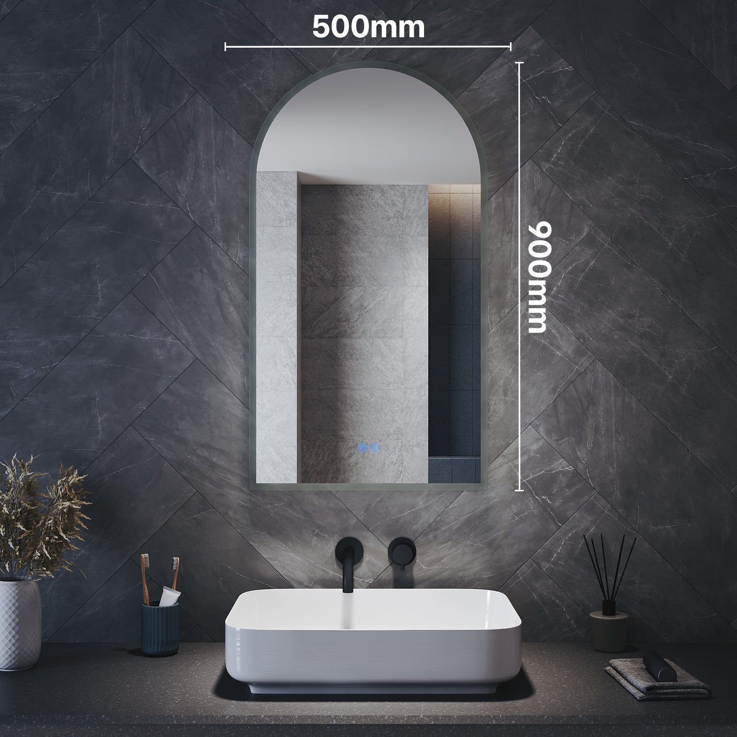 Bathroom Mirror with Lighting Curved LED Bathroom Mirror 500x900x35mm