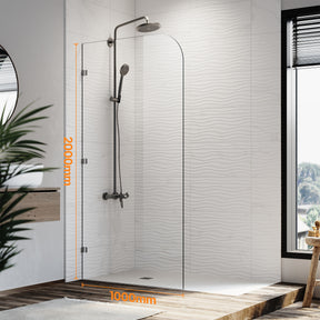Elegant Showers Walk In Shower Frameless Screen Brushed Nickel Hardware Fixed Panel 10mm Toughened Glass