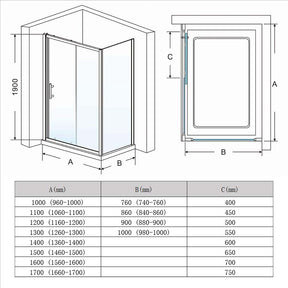 ELEGANT SHOWERS Framed Shower Sliding Screen Adjustable-Ideas