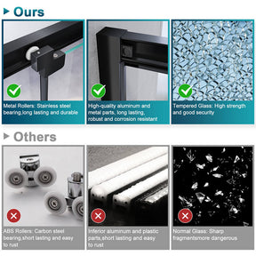 Black Corner 3 Panel Shower Screen Sliding Door Safety Enclosure - Elegantshowers